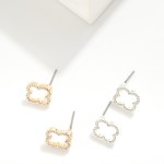 Wholesale rhinestone Studded Hollow Clover Stud Earrings L