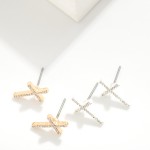 Wholesale rhinestone Studded Cross Stud Earrings L