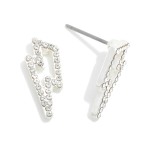 Wholesale rhinestone Studded Hollow Lightning Bolt Stud Earrings L