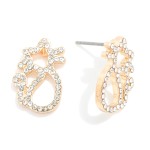 Wholesale rhinestone Studded Hollow Cat Stud Earrings L