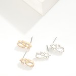 Wholesale rhinestone Studded Hollow Cat Stud Earrings L