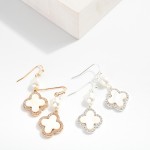 Wholesale pearlescent Clover Drop Earrings Linked Pearl Rhinestone Details L