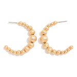 Wholesale graduated Textured Metal Beaded Hoop Earrings D Brass Base