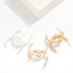 Wholesale graduated Textured Metal Beaded Hoop Earrings D Brass Base