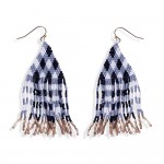 Wholesale plaid Seed Bead Tassel Drop Earrings L