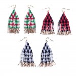 Wholesale plaid Seed Bead Tassel Drop Earrings L