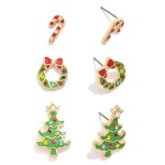 Wholesale christmas stud earring set three pairs