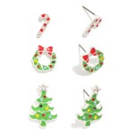 Wholesale christmas stud earring set three pairs