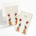 Wholesale set Three Glitter Christmas Stud Earrings L