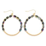 Wholesale rounded Glass Beaded Gold Metal Beaded Drop Earrings L