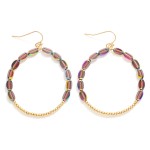 Wholesale rounded Glass Beaded Gold Metal Beaded Drop Earrings L