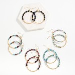 Wholesale rounded Glass Beaded Gold Metal Beaded Drop Earrings L