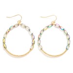 Wholesale rounded Glass Beaded Gold Metal Beaded Drop Earrings L