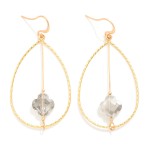 Wholesale twisted Metal Teardrop Drop Earrings Rotating Glass Crystal Clover Cen