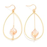 Wholesale twisted Metal Teardrop Drop Earrings Rotating Glass Crystal Clover Cen