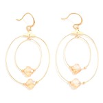 Wholesale concentric Glass Crystal Clover Beaded Loops Drop Earrings L