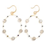 Wholesale metal Wire Loop Drop Earrings Faceted Bi Faced Glass Crystal Bead Stat