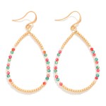 Wholesale beaded Teardrop Drop Earrings Gold Tones Faceted Beads L