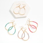 Wholesale beaded Teardrop Drop Earrings Gold Tones Faceted Beads L