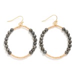 Wholesale beaded Hoop Drop Earrings Metallic Lava Rock Beads Metal Tones L