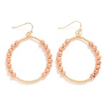 Wholesale beaded Hoop Drop Earrings Metallic Lava Rock Beads Metal Tones L