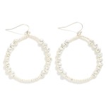 Wholesale beaded Hoop Drop Earrings Metallic Lava Rock Beads Metal Tones L