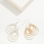Wholesale textured Metal Swiveling Nested Teardrop Drop Earrings L