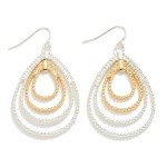 Wholesale textured Metal Swiveling Nested Teardrop Drop Earrings L