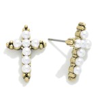 Wholesale pearl Studded Cross Earrings L