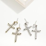 Wholesale pearl Studded Cross Post Drop Earrings L