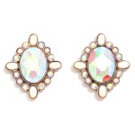Wholesale rhinestone Post Drop Earrings Rhinestone Natural Stone Border L