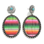 Wholesale metal Western Oval Drop Earrings Turquoise Accents L
