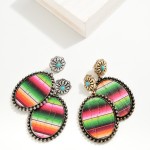Wholesale metal Western Oval Drop Earrings Turquoise Accents L