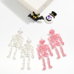 Wholesale linked Rhinestone Acetate Skeleton Drop Earrings L