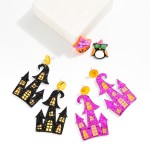 Wholesale glitter Acetate Spooky House Drop Earrings L