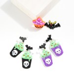 Wholesale glow Dark Spooky Drink Acetate Drop Earrings Bat Post L