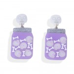 Acetate Jar Of Skull & Bones Post Drop Earrings 

- Approximately 2.25" L