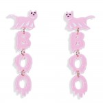 Wholesale linked Glitter Acetate BOO Drop Earrings Ghost Cat Posts L