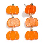 Wholesale linked Glitter Acetate Pumpkin Drop Earrings L
