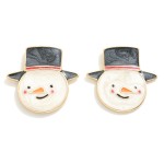 Wholesale enamel Metal Snowman Oversized Stud Earrings L