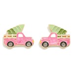 Wholesale metal Enamel Christmas Tree Truck Oversized Stud Earrings L