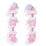 Wholesale linked Acetate Christmas Clothing Post Drop Earrings Pom Hat Post L