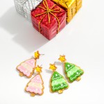 Wholesale acetate Gingerbread Icing Christmas Tree Post Drop Earrings L