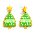 Wholesale acetate Gingerbread Icing Christmas Tree Post Drop Earrings L