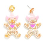 Wholesale acetate Cowboy Gingerbread Man Post Drop Earrings L