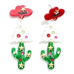 Wholesale linked Glitter Acetate Cowgirl Hat Christmas Tree Cactus Post Drop Ear