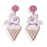 Wholesale glitter Acetate Snowman Ice Cream Cone Post Drop Earrings Snowflake Po