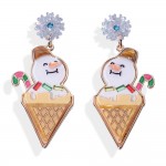 Wholesale glitter Acetate Snowman Ice Cream Cone Post Drop Earrings Snowflake Po
