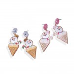 Wholesale glitter Acetate Snowman Ice Cream Cone Post Drop Earrings Snowflake Po