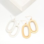 Wholesale brushed Metal Angled Oval Drop Earrings L